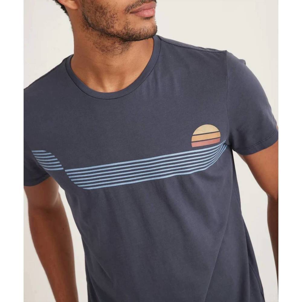 NEW MARINE LAYER signature crew graphic tee in navy seam to seam - Picture 3 of 3